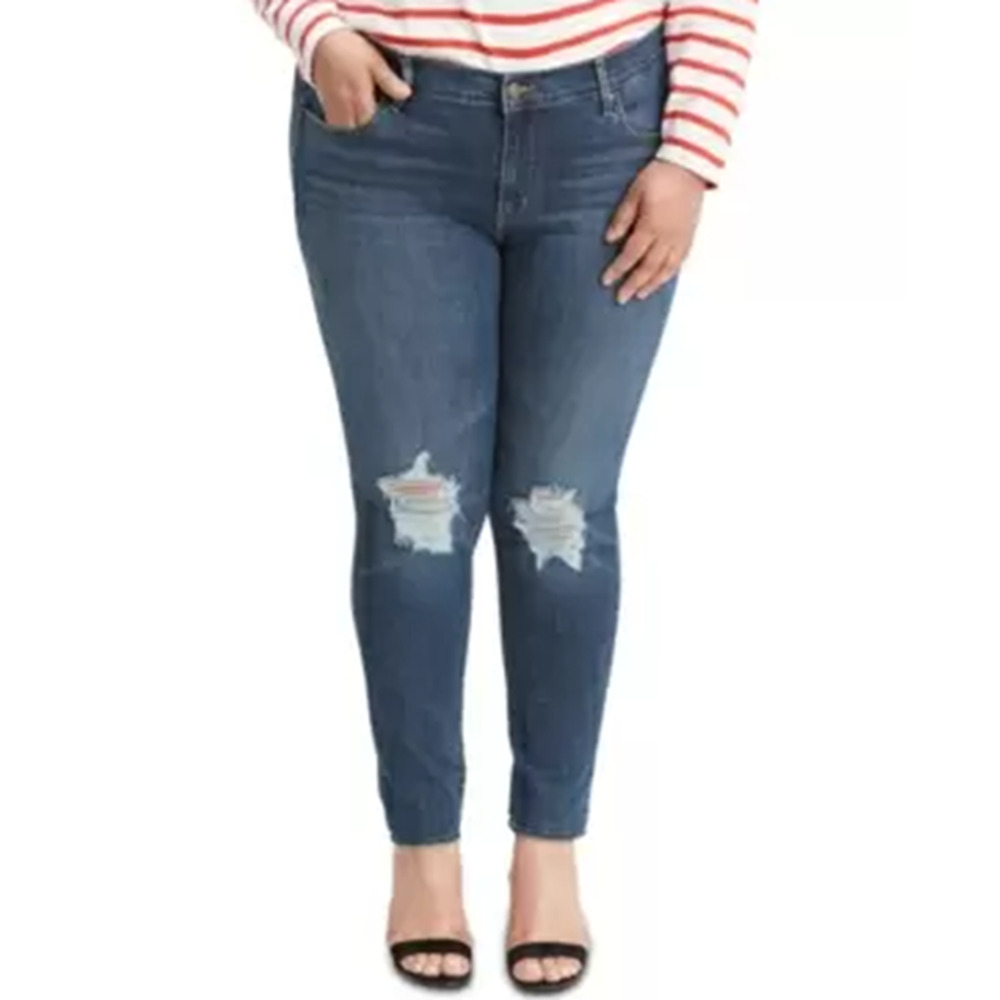 Levi's Jeans 711 Outta Time Distressed Maui Breeze 22W Skinny Denim Casual Rip - Picture 4 of 9